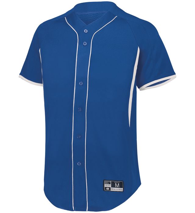 Holloway Youth Game7 Full-Button Baseball Jersey with Dry-Excel 221225 Royal/White
