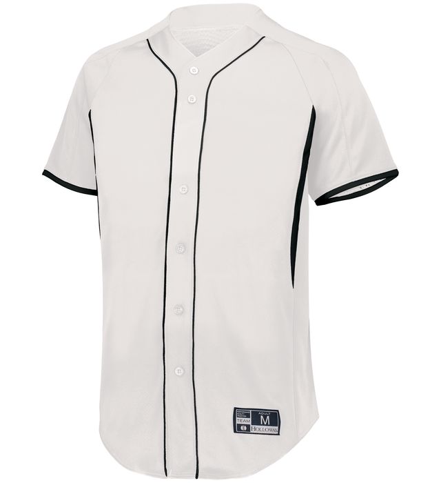 Holloway Youth Game7 Full-Button Baseball Jersey with Dry-Excel 221225 White/Black