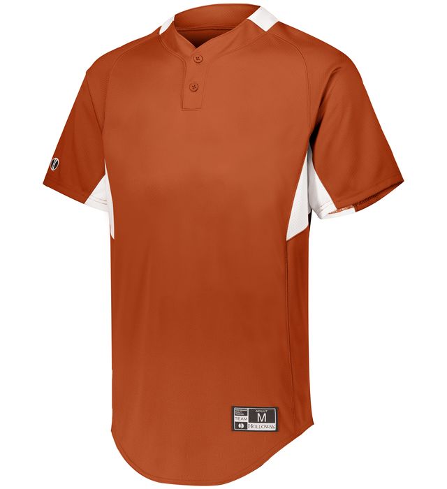 Holloway Youth Game7 Two-Button Baseball Jersey with Dry-Excel 221224 Orange/White