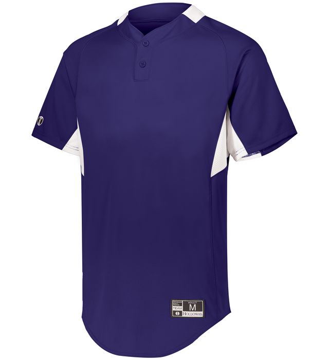 Holloway Youth Game7 Two-Button Baseball Jersey with Dry-Excel 221224 Purple/White