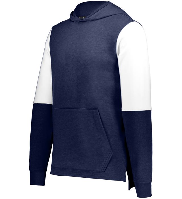 Holloway Youth Ivy League Team Hoodie With Spandex Blend Rib-Knit Cuffs 222681 Navy Heather/White