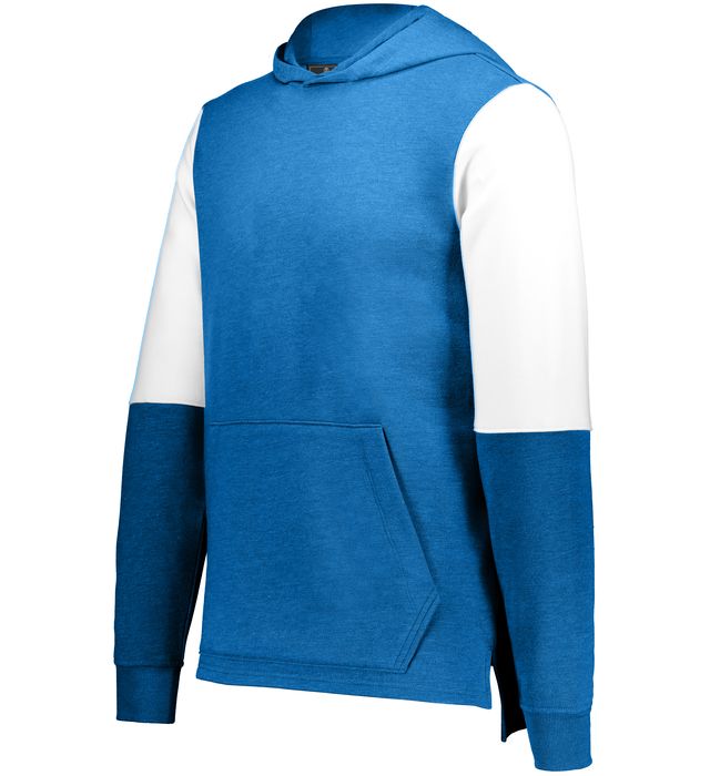 Holloway Youth Ivy League Team Hoodie With Spandex Blend Rib-Knit Cuffs 222681  Royal Heather/White