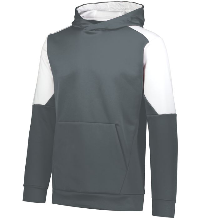 Holloway Youth Momentum Team Hoodie With Self-Fabric Cuffs And Bottom Band 222640 Iron/White