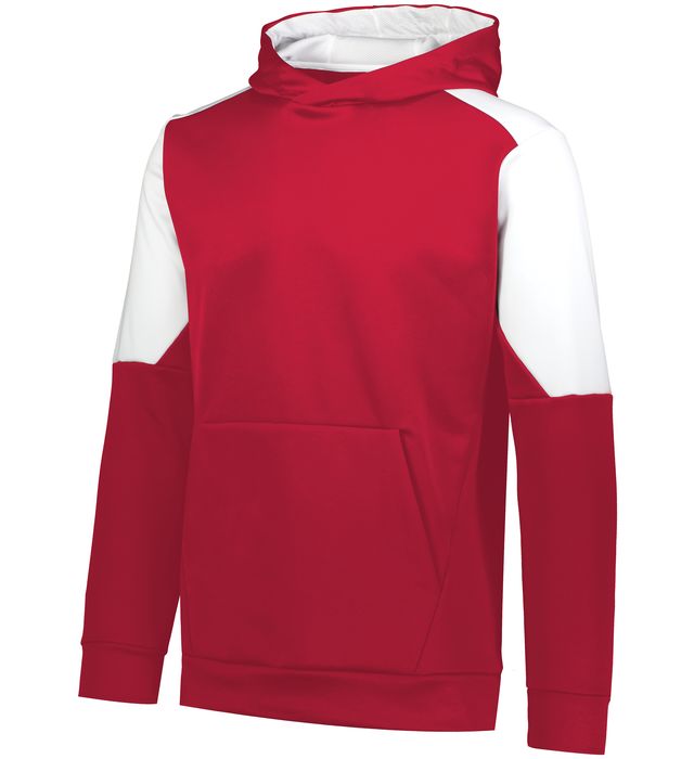 Holloway Youth Momentum Team Hoodie With Self-Fabric Cuffs And Bottom Band 222640 Scarlet/White