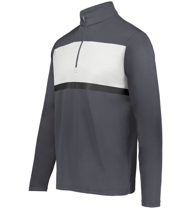 Holloway Youth Prism Bold 1/4 Zip Pullover With Weld Tape Accent At Chest 222691 Carbon/White