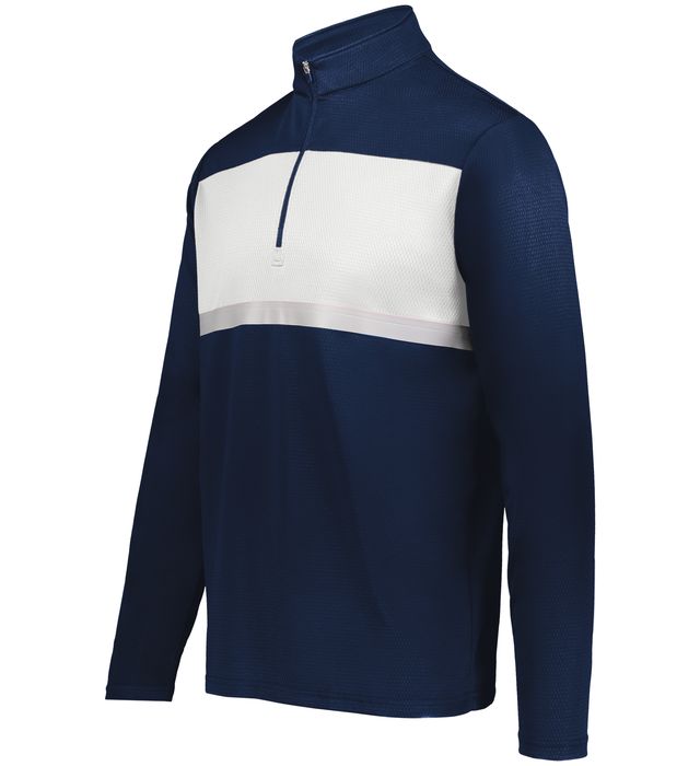 Holloway Youth Prism Bold 1/4 Zip Pullover With Weld Tape Accent At Chest 222691 Navy/White