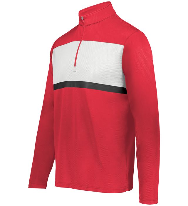 Holloway Youth Prism Bold 1/4 Zip Pullover With Weld Tape Accent At Chest 222691 Scarlet/White