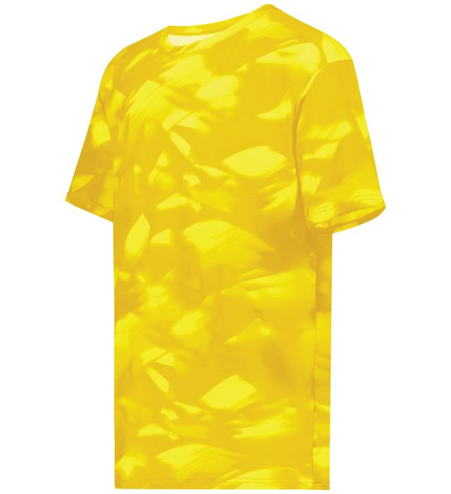 Holloway Youth Stock Cotton-Touch™ Poly Tee With Odor Resistant And Wicks Moisture 222696 Gold Glacier Print
