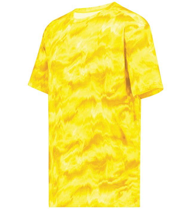 Holloway Youth Stock Cotton-Touch™ Poly Tee With Odor Resistant And Wicks Moisture 222696 Gold Shockwave Print