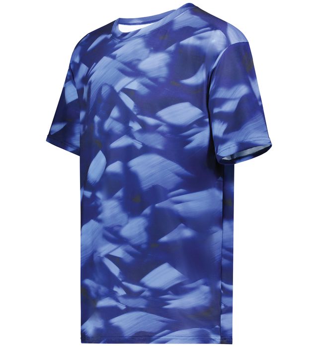 Holloway Youth Stock Cotton-Touch™ Poly Tee With Odor Resistant And Wicks Moisture 222696 Navy Glacier Print