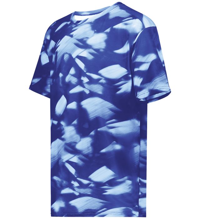 Holloway Youth Stock Cotton-Touch™ Poly Tee With Odor Resistant And Wicks Moisture 222696 Royal Glacier Print
