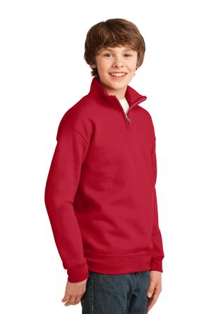 JERZEES Youth 1/4-Zip Cadet Collar Sweatshirt Style 995Y True Red Angle