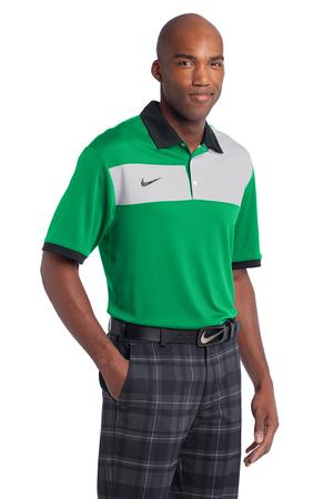Nike Golf Dri-FIT Sport Colorblock Polo Style 527806 Lucky Green White Black Angle