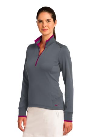 Nike Golf Ladies Dri-FIT 1/2-Zip Cover-Up Style 578674 Dark Grey Sport Fuchsia Angle