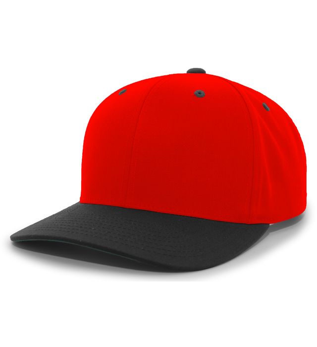 Pacific Headgear Pro-Model Cotton-Poly Hook-And-Loop Mid-Profile Adjustable Cap  Red/Black