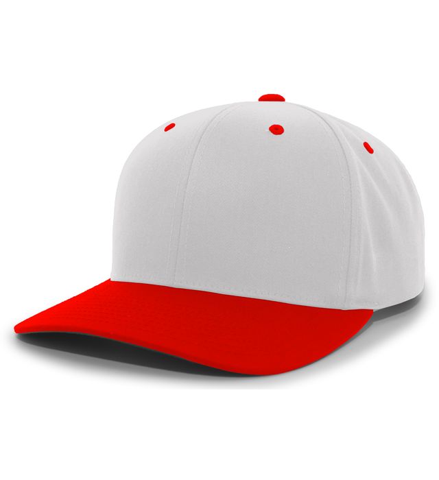 Pacific Headgear Pro-Model Cotton-Poly Hook-And-Loop Mid-Profile Adjustable Cap  Silver/Red