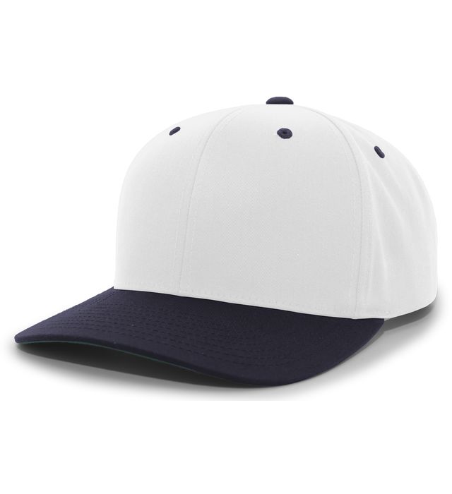 Pacific Headgear Pro-Model Cotton-Poly Hook-And-Loop Mid-Profile Adjustable Cap White/Navy