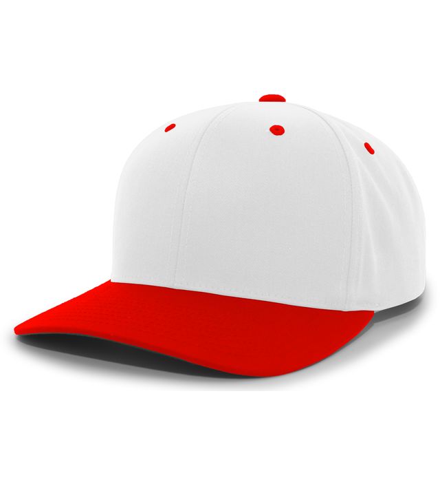 Pacific Headgear Pro-Model Cotton-Poly Hook-And-Loop Mid-Profile Adjustable Cap White/Red