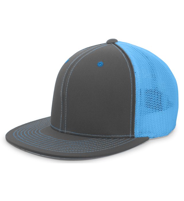 pacific-headwear-d-series-trucker-flexfit-cap-graphite-neon blue-graphite