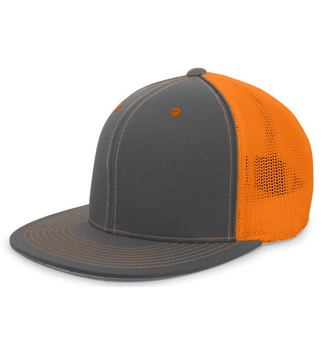 pacific-headwear-d-series-trucker-flexfit-cap-graphite-neon orange-graphite