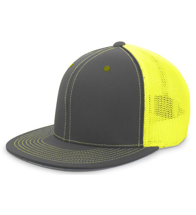 pacific-headwear-d-series-trucker-flexfit-cap-graphite-neon yellow-graphite