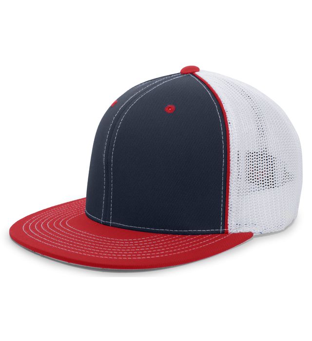 Pacific Headwear D-Series Trucker Flexfit Cap Polyester Blend 4D5 Navy/White/Red