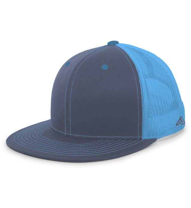 pacific-headwear-d-series-trucker-snapback-cap-graphite-neon blue-graphite
