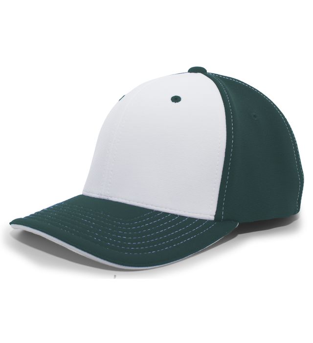 pacific-headwear-m2-performance-pacflex-contrast-cap-white-dark green-dark green