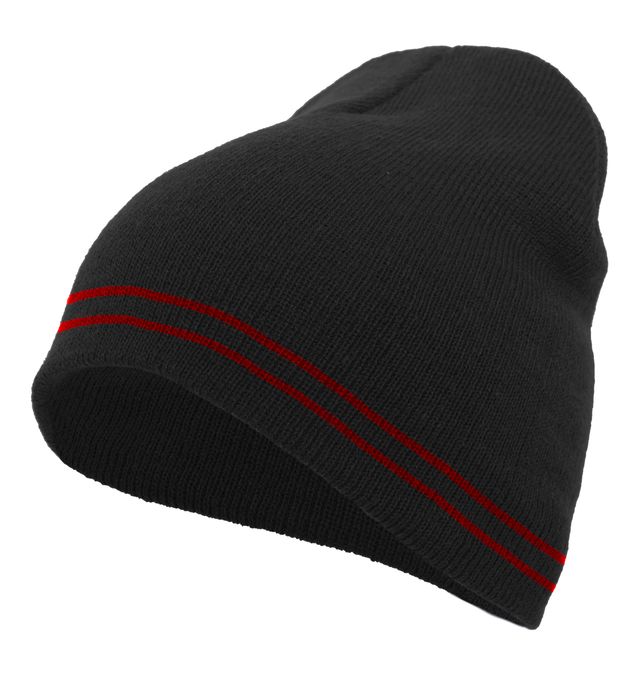 Pacific Headwear One Size Basic Knit Acrylic Beanie 601K Black/Red