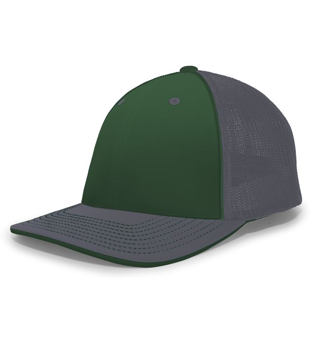 pacific-headwear-trucker-pacflex-curved-visor-cap-dark green-graphite-graphite