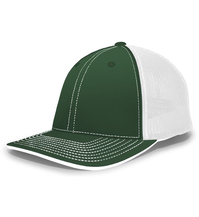 pacific-headwear-trucker-pacflex-curved-visor-cap-dark green-white