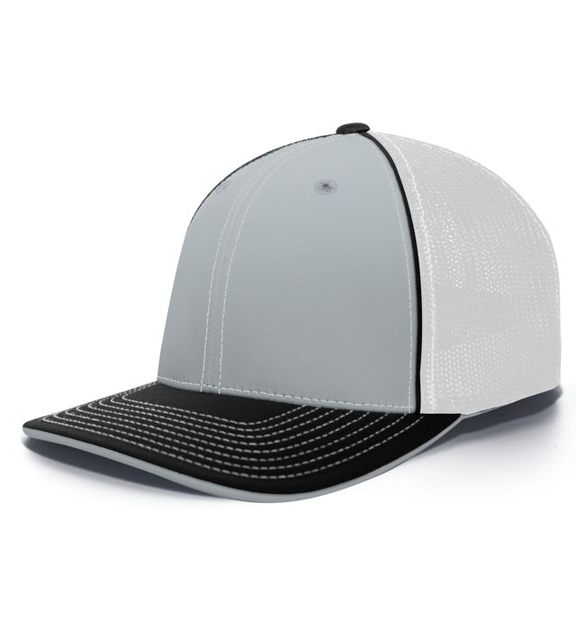 pacific-headwear-trucker-pacflex-curved-visor-cap-silver-white-black