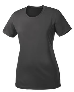 Port & Company LPC380 Ladies Essential Performance Tee Charcoal Form Front