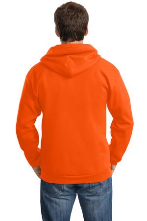 Port and Company PC90ZH Ultimate Full Zip Hooded Sweatshirt Safety Orange Back