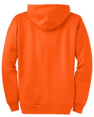 Port and Company PC90ZH Ultimate Full Zip Hooded Sweatshirt Safety Orange Flat Back