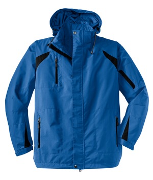 Port Authority J304 All-Season Jacket Snorkel Blue/Black Front Flat