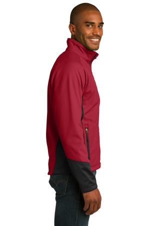 Port Authority J319 Vertical Soft Shell Jacket Rich Red/Black Side