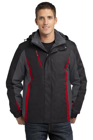 Port Authority J321 3-in-1 Jacket Black/Magnet Grey/Signal Red