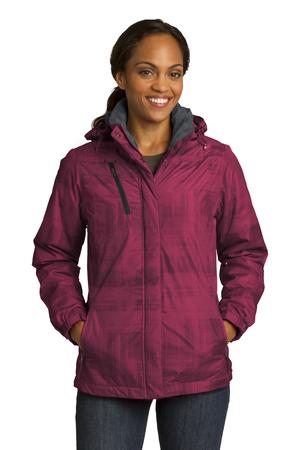 Port Authority L320 Ladies Brushstroke Print Insulated Jacket Red Bud