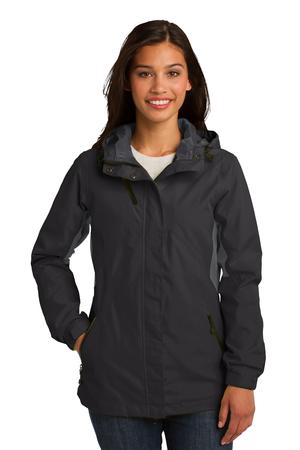 Port Authority L322 Ladies Cascade Waterproof Jacket Black/Magnetic Grey