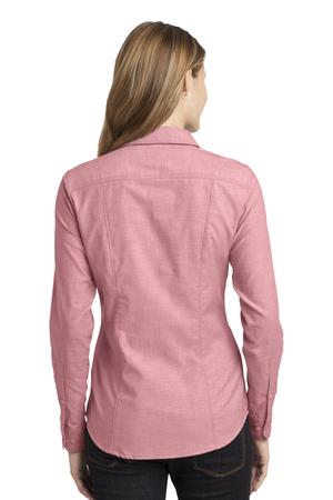 Port Authority L653 Ladies Chambray Shirt Barn Red Back