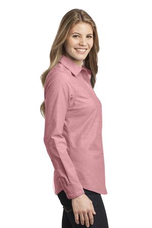 Port Authority L653 Ladies Chambray Shirt Barn Red Side