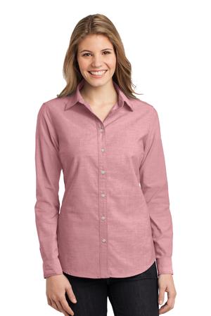 Port Authority L653 Ladies Chambray Shirt Barn Red