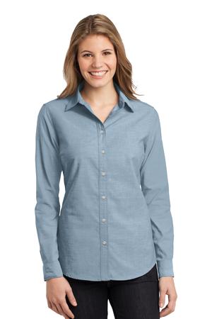 Port Authority L653 Ladies Chambray Shirt Chambray Blue