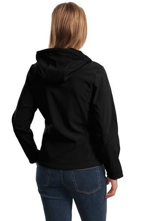 Port Authority L706 Ladies Hooded Soft Shell Jacket Black/Engine Red Back