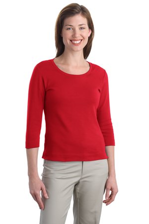 Port Authority Ladies Modern Stretch Cotton 3/4-Sleeve Scoop Neck Shirt Style L517 6