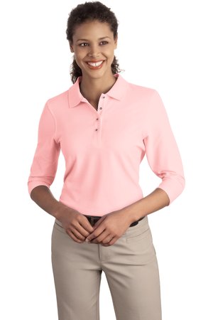 Port Authority Ladies Silk Touch 3/4-Sleeve Polo Style L562 3