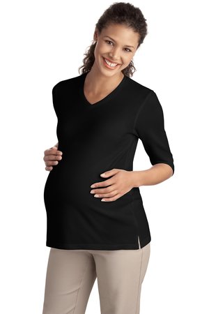 Port Authority Ladies Silk Touch Maternity 3/4-Sleeve V-Neck Shirt Style L561M