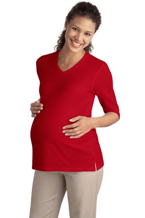 Port Authority Ladies Silk Touch Maternity 3/4-Sleeve V-Neck Shirt Style L561M 2