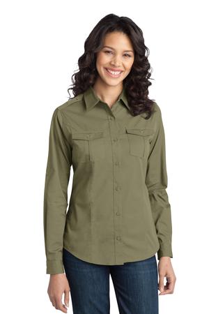 Port Authority Ladies Stain-Resistant Roll Sleeve Twill Shirt Style L649 5